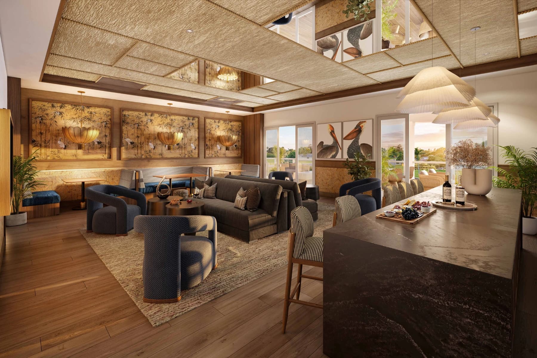 Liora Pelican Wine Lounge rendering with bar and lounge seating