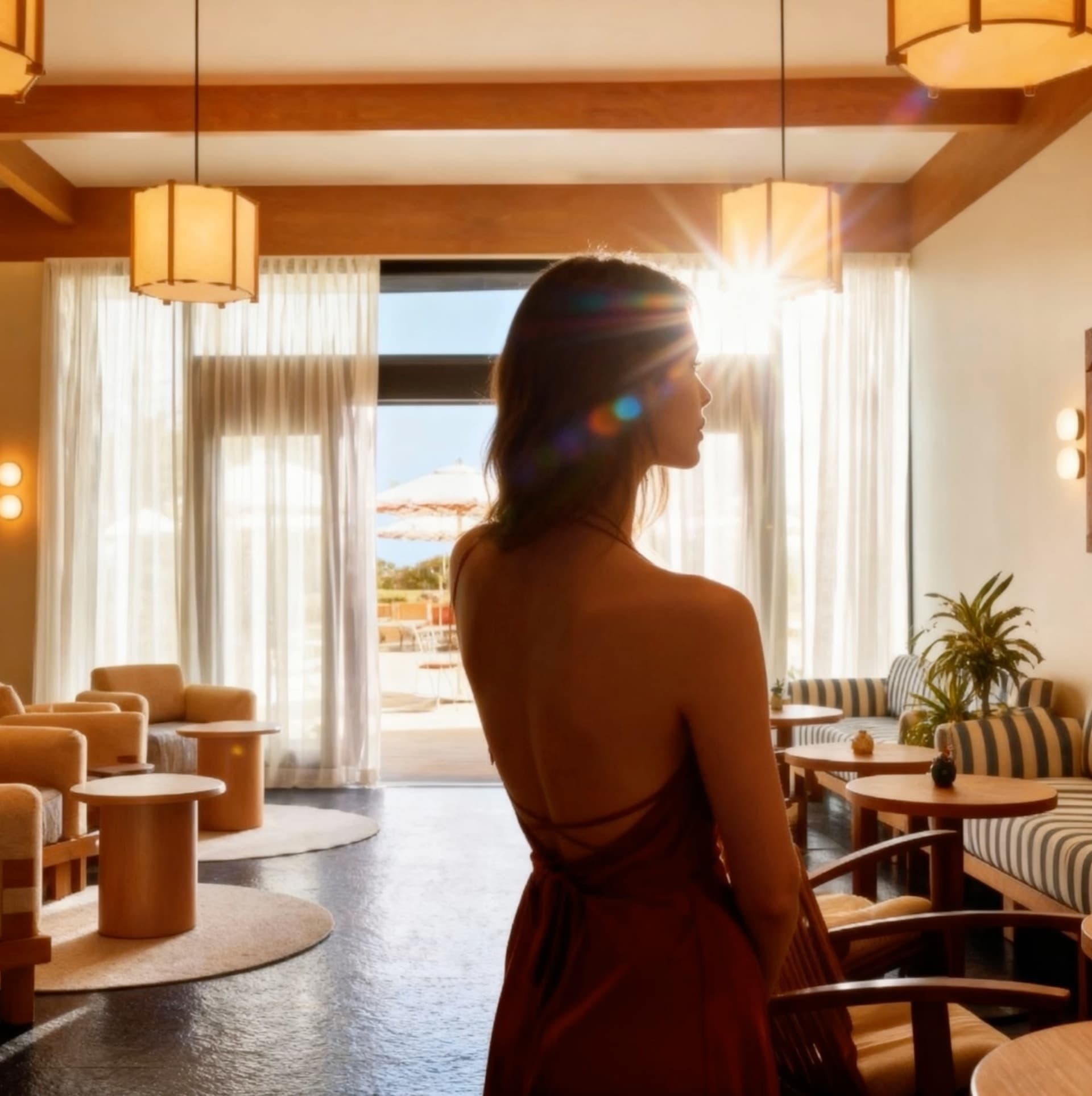 Resident relaxing inside the clubhouse