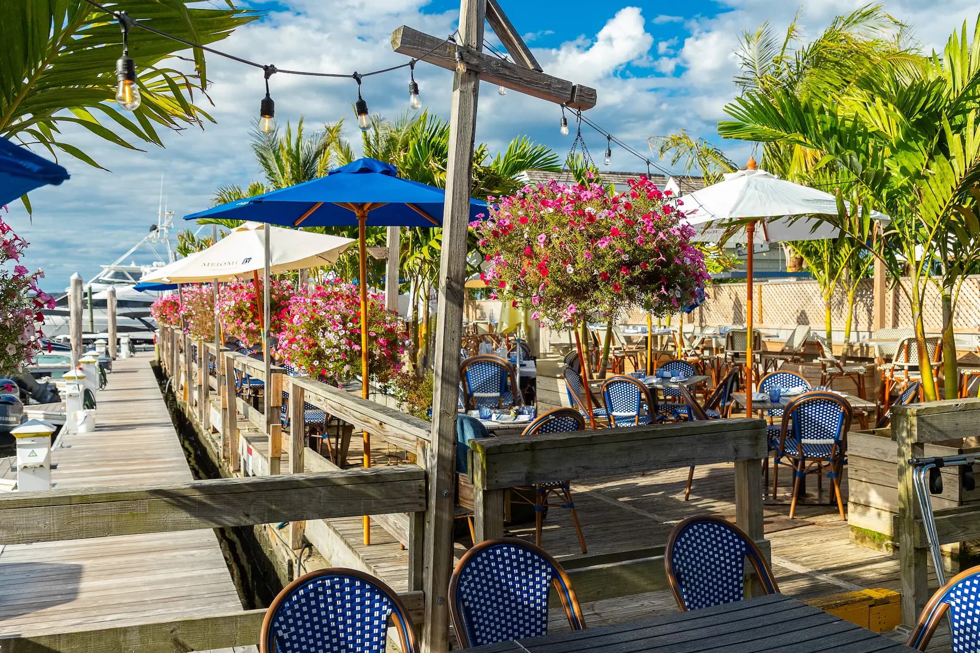 Beach Tavern waterfront patio with marina views