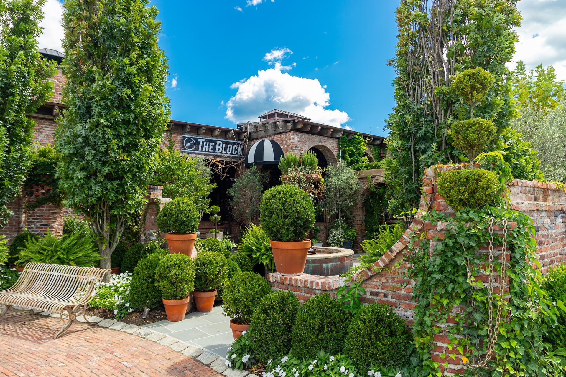 The Butcher's Block restaurant exterior with garden entrance