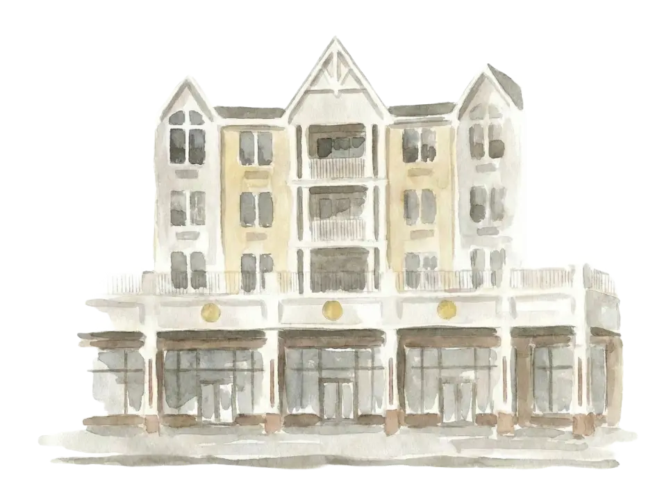 Watercolor illustration of Pier Village in Long Branch